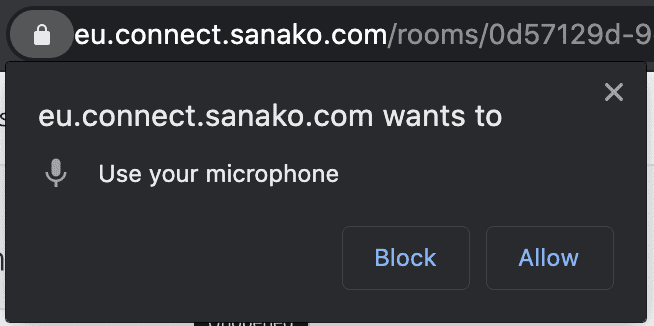 Picture showing a pop-up from the browser asking for microphone access