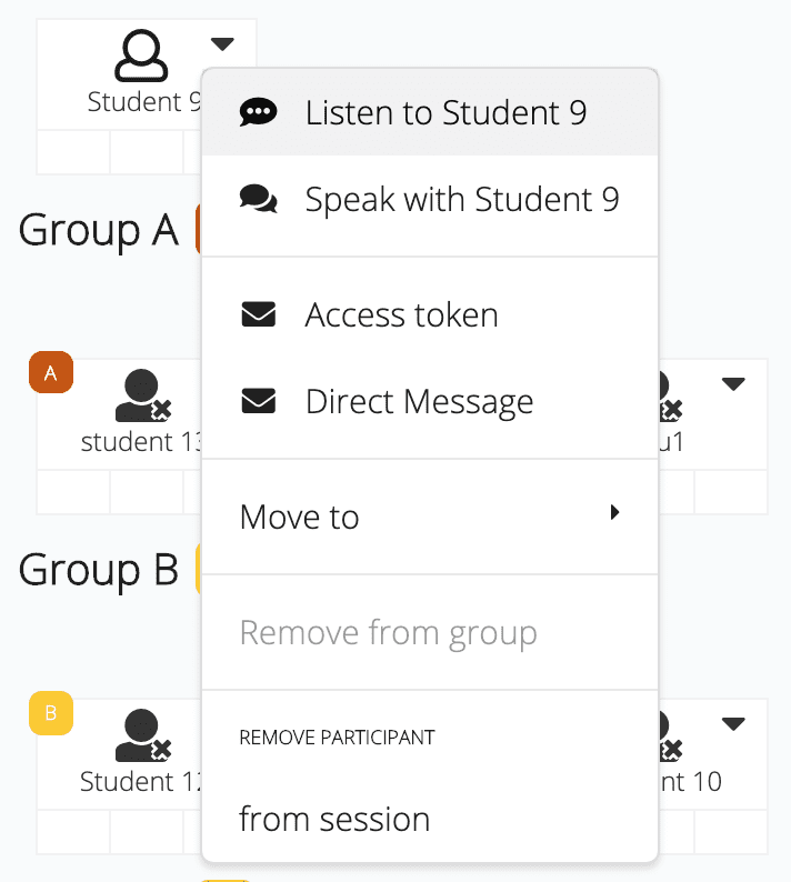Picture showing communication options with an individual student