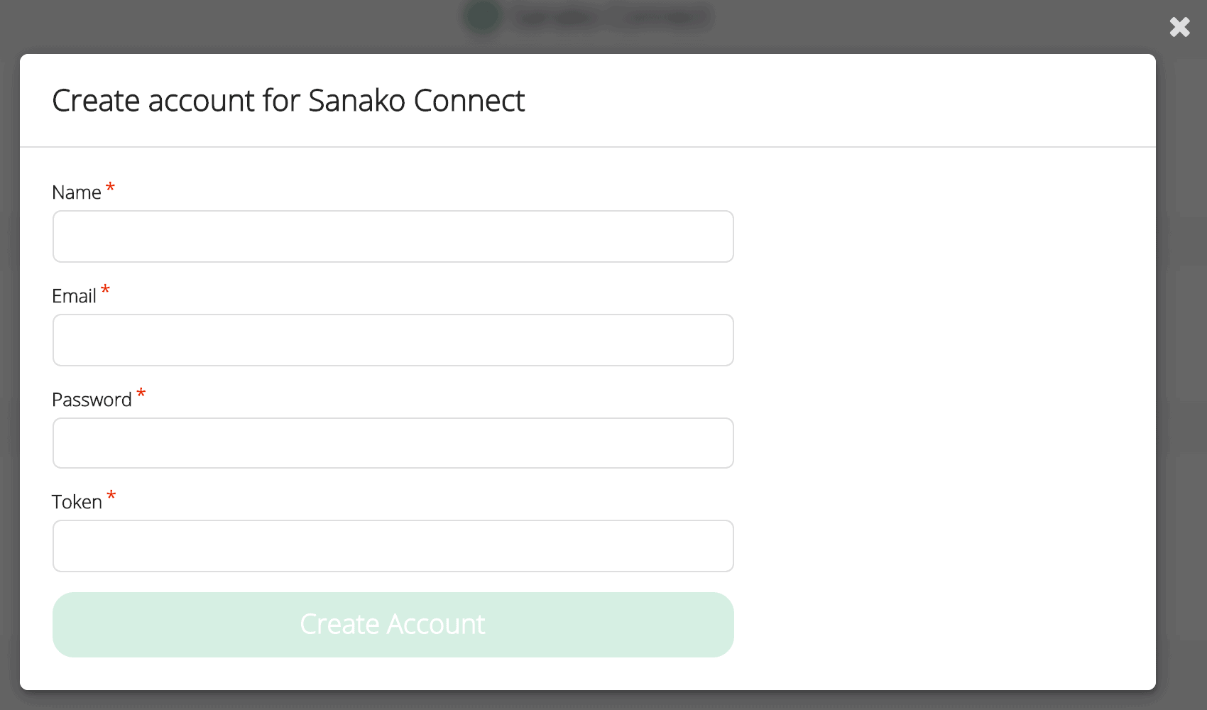 Picture showing the pop-up window for account creation inside Sanako Connect
