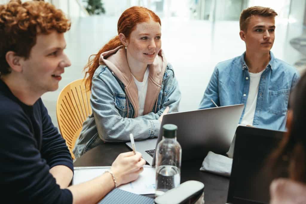 Students working on a group project